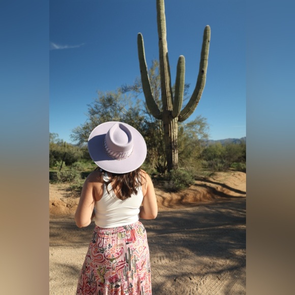 Purple Rancher Wool Hat – Western Felt Hat with Embroidered geometric Band - Picture 3 of 4